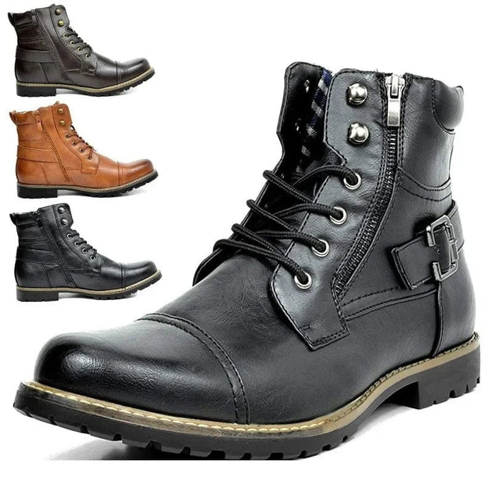 Carwin - Botas Con Cordones de Piel a La Moda