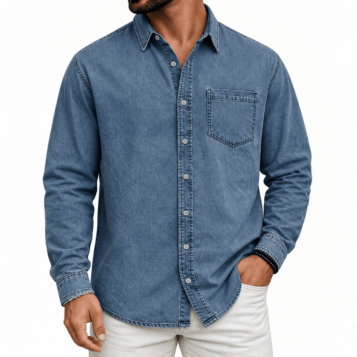 Markrem - Camisa Vaquera Con Bolsillo Delantero