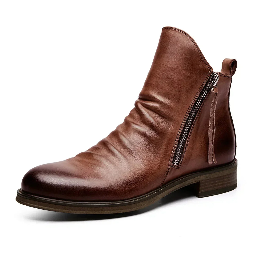 Antonio - Elegantes Botas de Piel con cierre de Cremallera