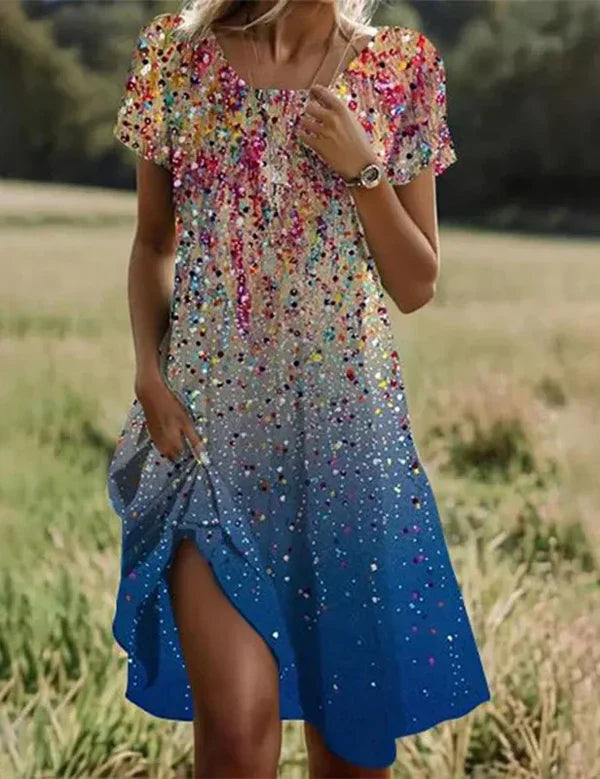Giovana - Elegante Vestido Midi De Manga Corta