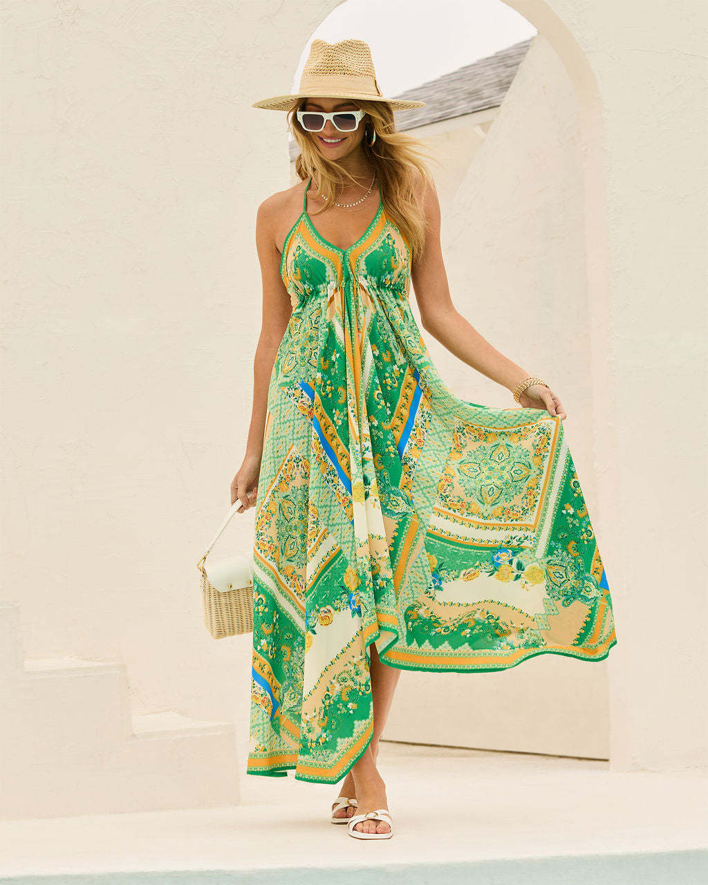 Delfina - Vestido Largo Bohemio de Verano con Cuello en V