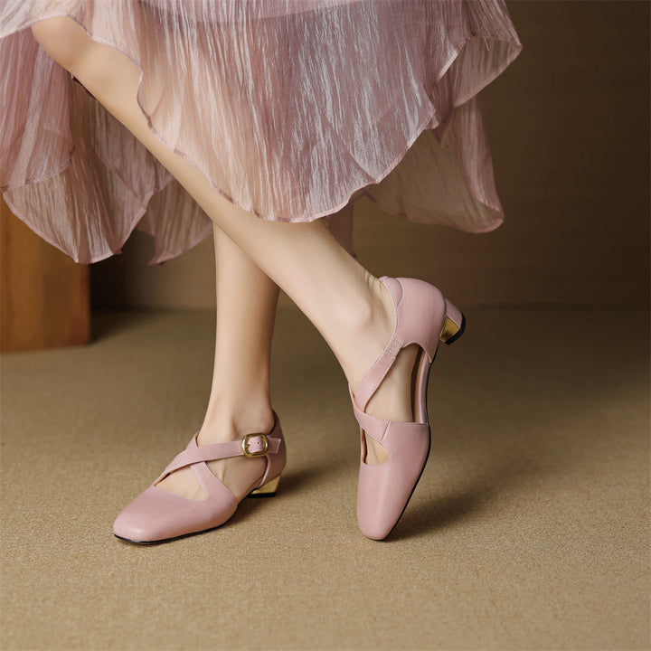 Malena - Zapatos De Cuero Con Tiras Cruzadas