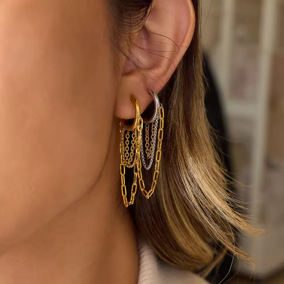 Neida - Pendientes de aro con Cadena Estudio