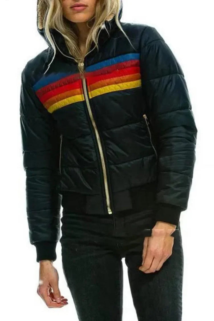 Elfriede - Chaqueta con Cremallera y Rayas Arcoíris