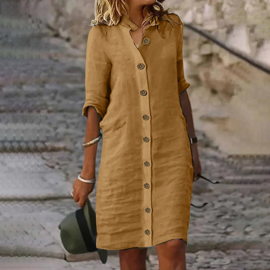Hannika - Vestido Camisero Midi Informal