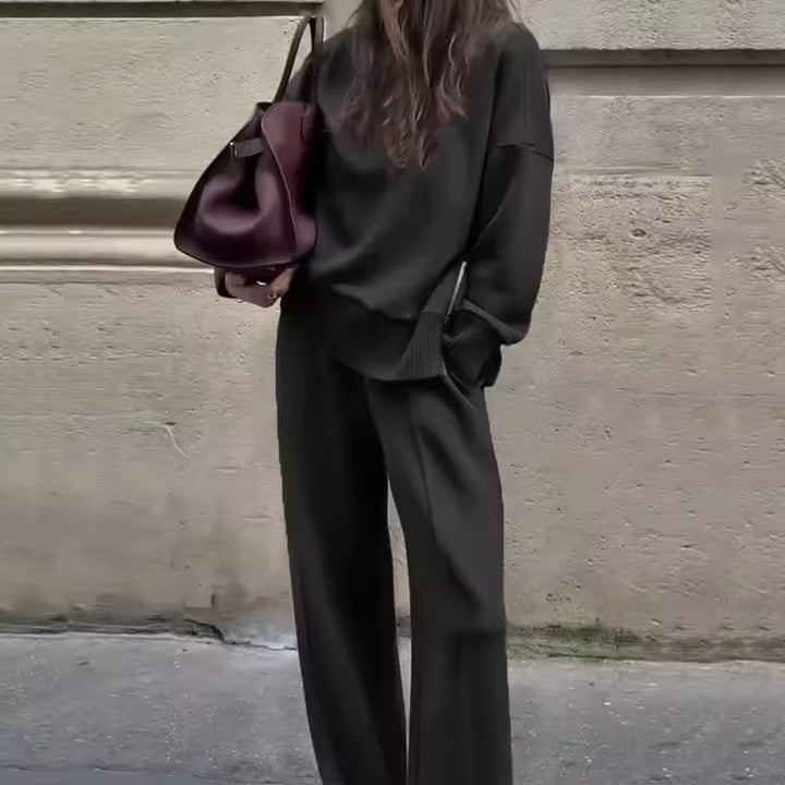 Blandine - Conjunto De Dos Piezas De Punto Jersey De Cello Alto y Pantalones Anchos