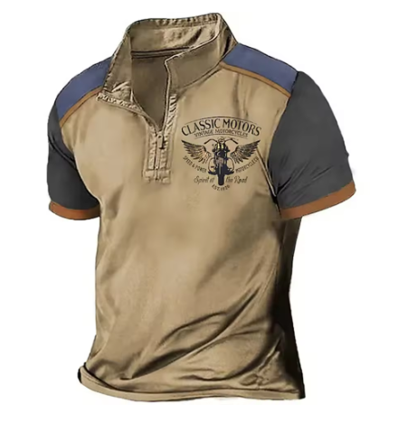 Scholte - Camiseta Polo Clásica de Motociclismo Con Medios Cremallera