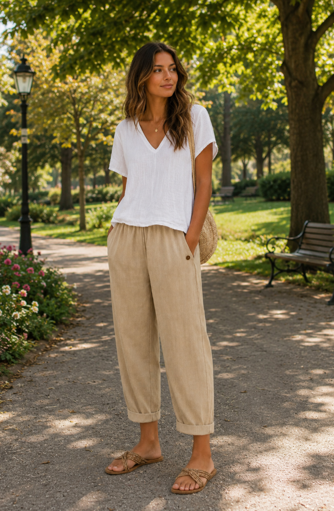 Lindia - Pantalones De Lino Ligeros