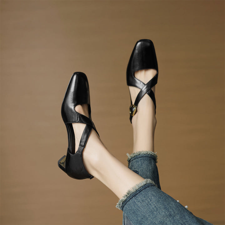 Malena - Zapatos De Cuero Con Tiras Cruzadas