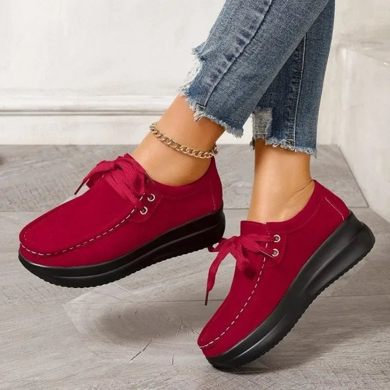 Tonja - Zapatos De Ante Con Cordones y Suela Antideslizante
