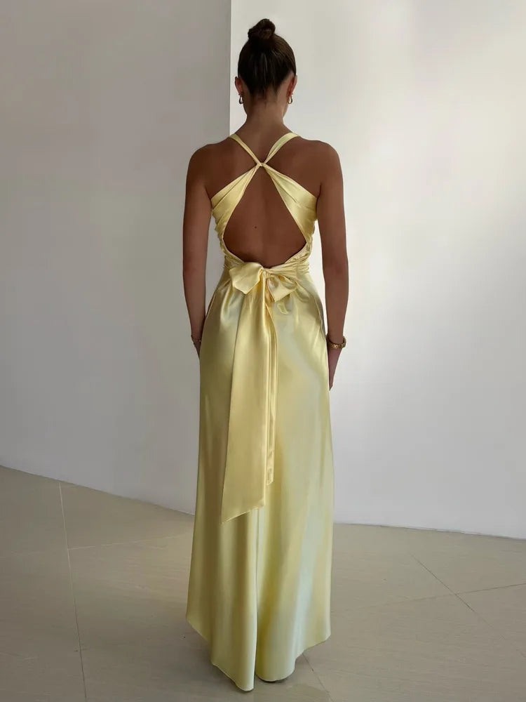 Fabiola - Elegante Vestido Largo Sin Mangas Y Con Cuello En V