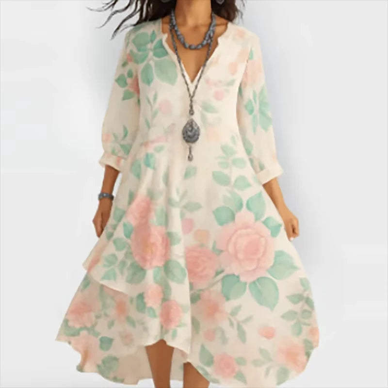 Shanae - Elegante Vestido Midi De Flores