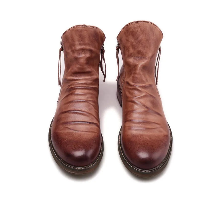 Antonio - Elegantes Botas de Piel con cierre de Cremallera