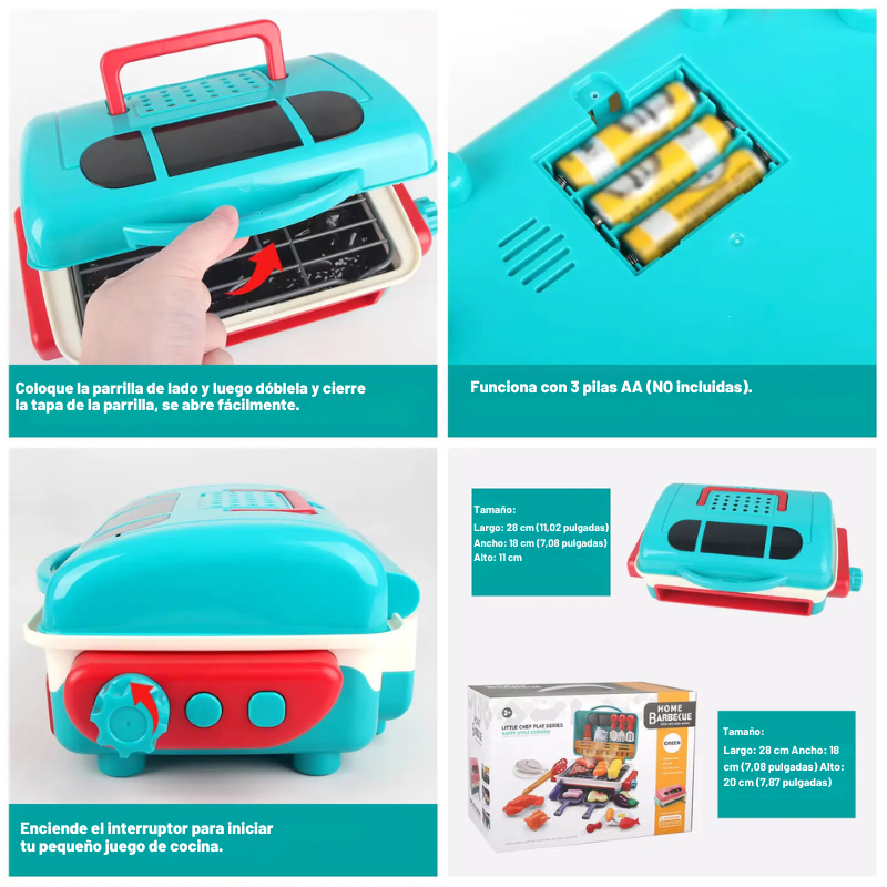 GrillSplash - Juego de Barbacoa Simulada Para Niños Con luz de Aspersión