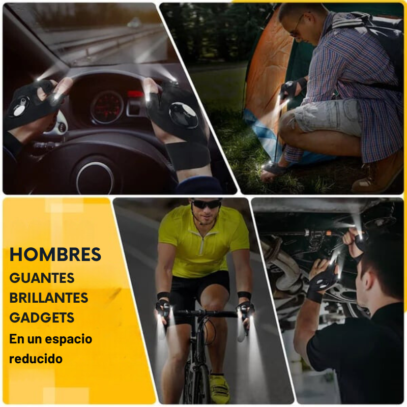 GlowGrip - Guantes Impermeables Con Linterna LED