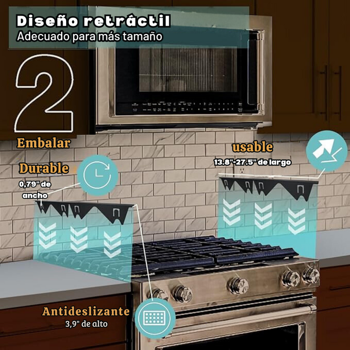 StoveSafe - Tapas Retráctiles De Acero Inoxidable Para Huecos de Estufas