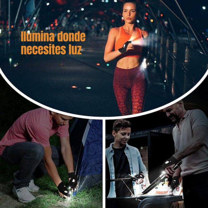 GlowGrip - Guantes Impermeables Con Linterna LED