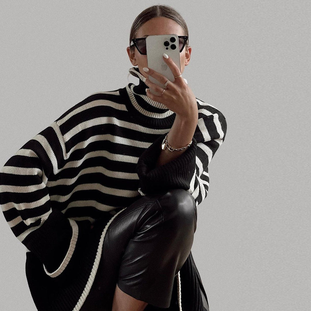 Kynesia - Jersey De Cuello Alto Oversize a Rayas