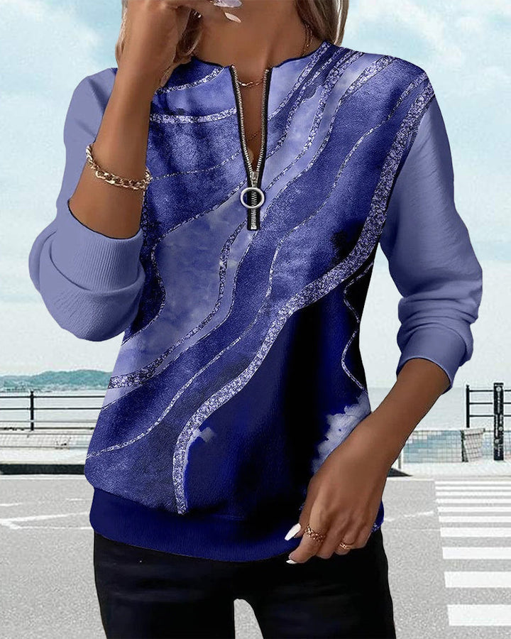 Kajsa - Sudadera Vintage Con Medio Cremallera