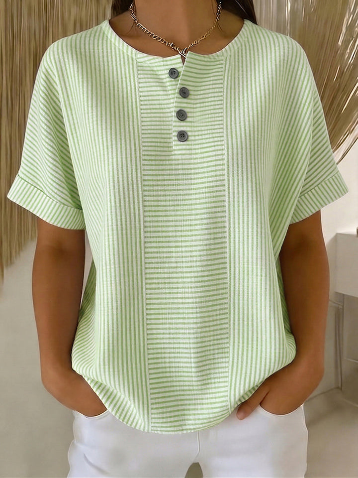 Ilenia - Elegante Blusa a Rayas Con Botones