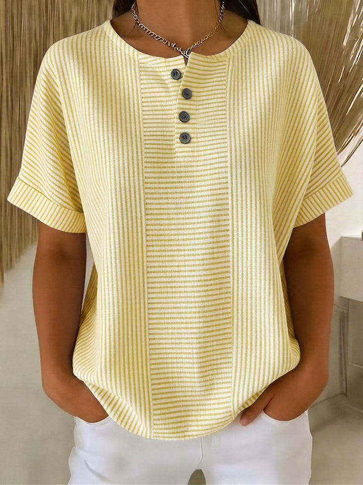 Ilenia - Elegante Blusa a Rayas Con Botones