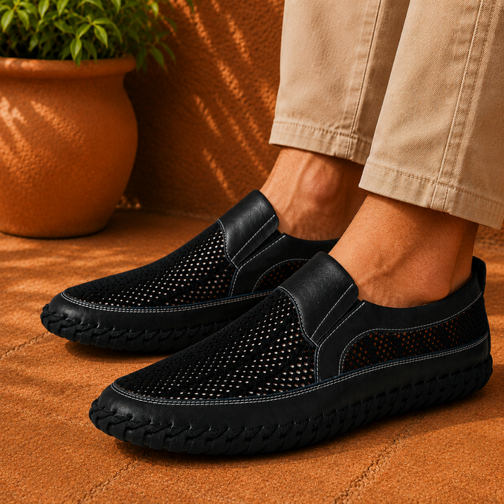 Joerg - Mocasines Sin Cordones de Malla y Piel