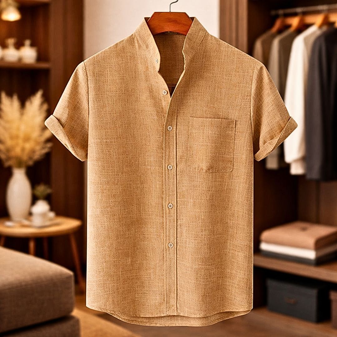 Sinzer - Camisa De Lino De Manga Corta