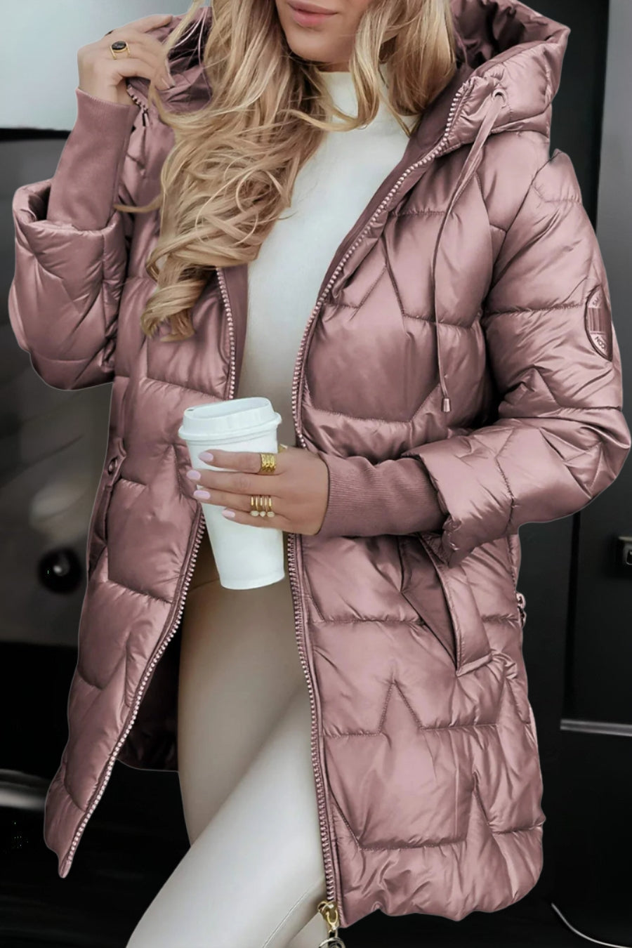 Mageina - Elegante Abrigo De Invierno Con Capucha y Acolchado