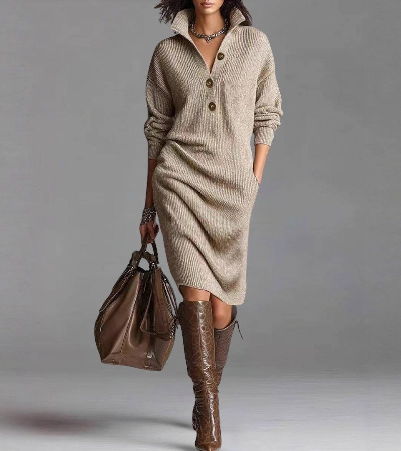 Toshiko - Elegante Vestido De Manga Larga De Punto