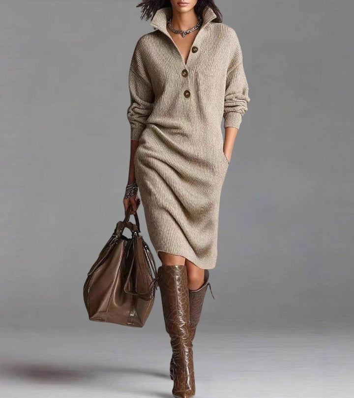 Toshiko - Elegante Vestido De Manga Larga De Punto