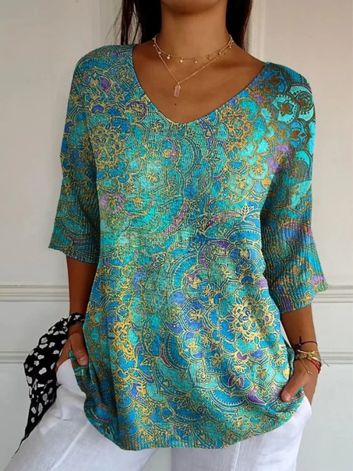 Rezilia - Blusa Holgada Con Estampado Elegante
