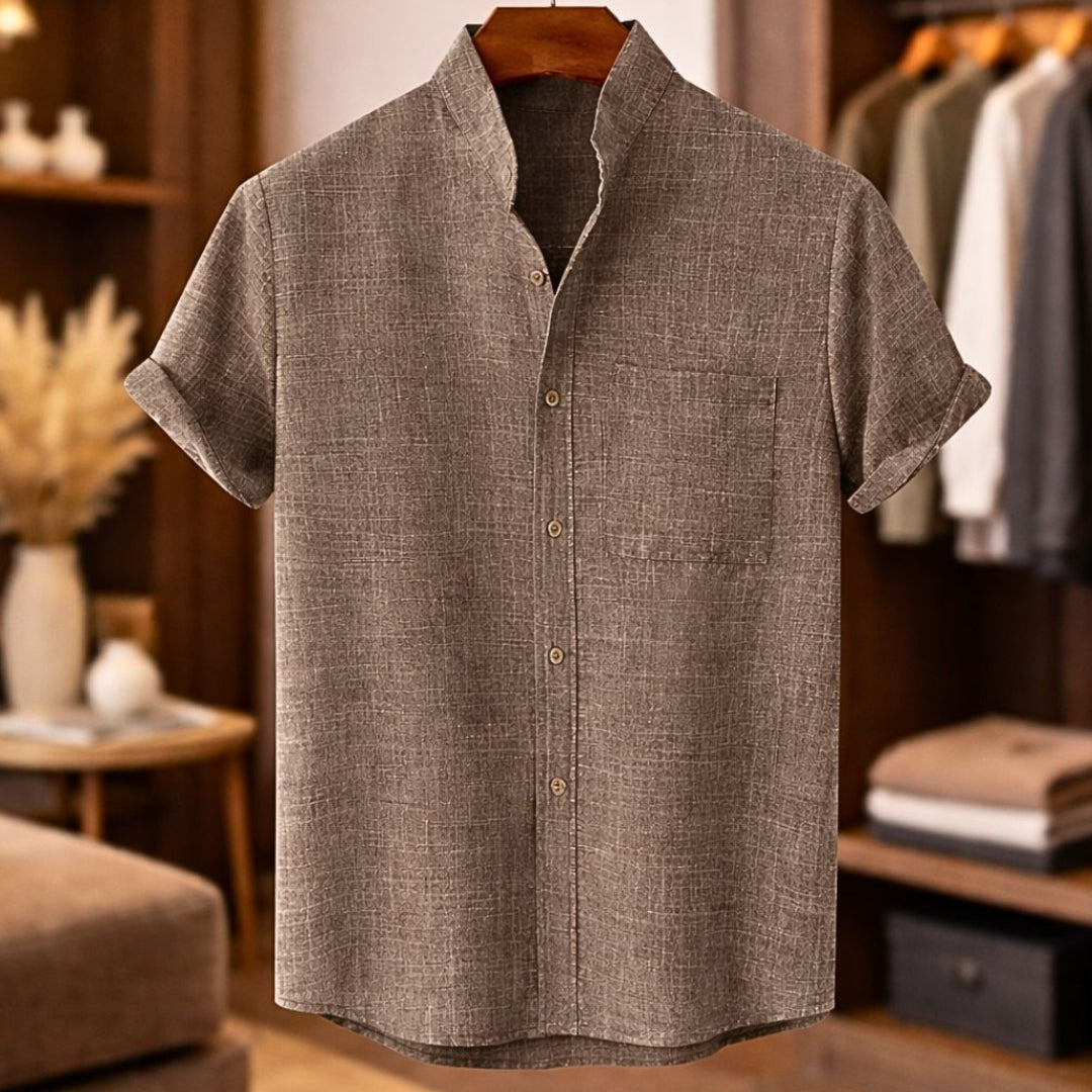 Sinzer - Camisa De Lino De Manga Corta