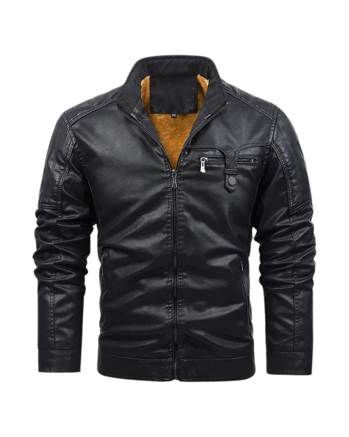 Dawid - Chaqueta Retro De Cuero Con Forro Polar