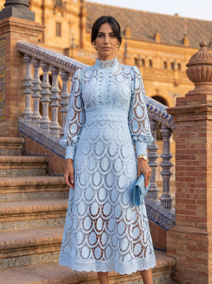 Maelle - Elegante Vestido De Encaje De Manga Larga