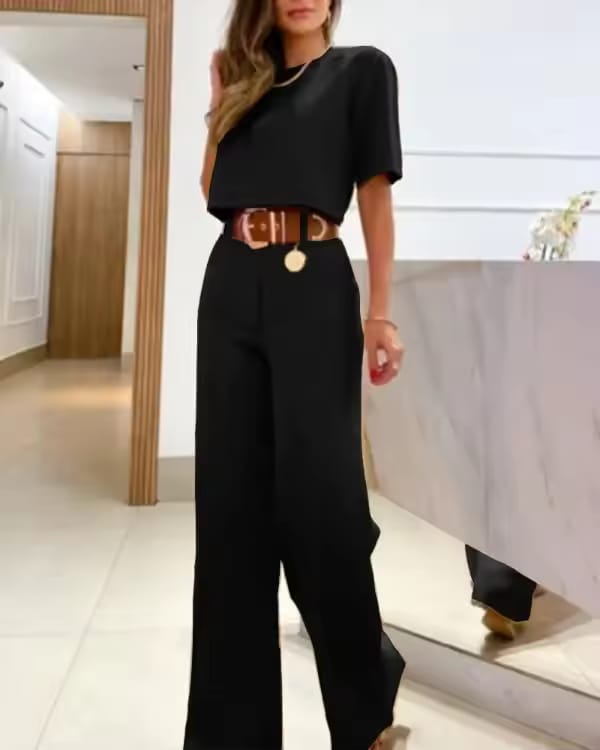 Sissi - Top De Manga Corta y Pantalón De Pata Ancha