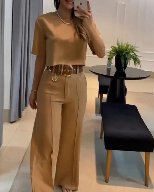 Sissi - Top De Manga Corta y Pantalón De Pata Ancha