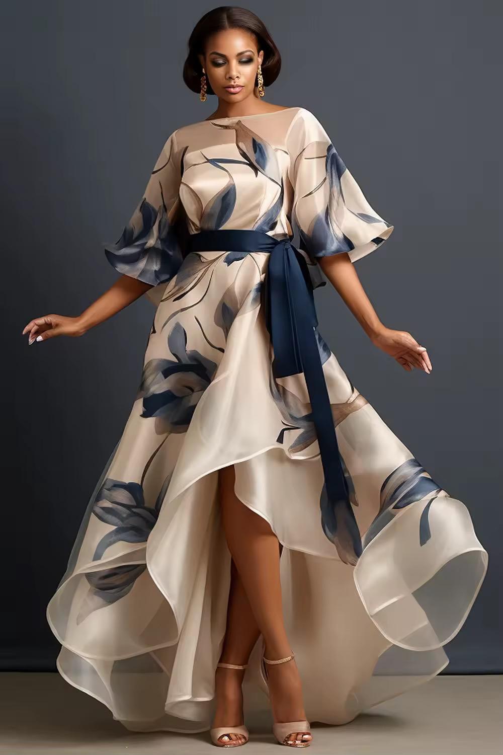 Lunara - Vestido Largo De Gasa Con Estampado Floral Y Corte Fluido