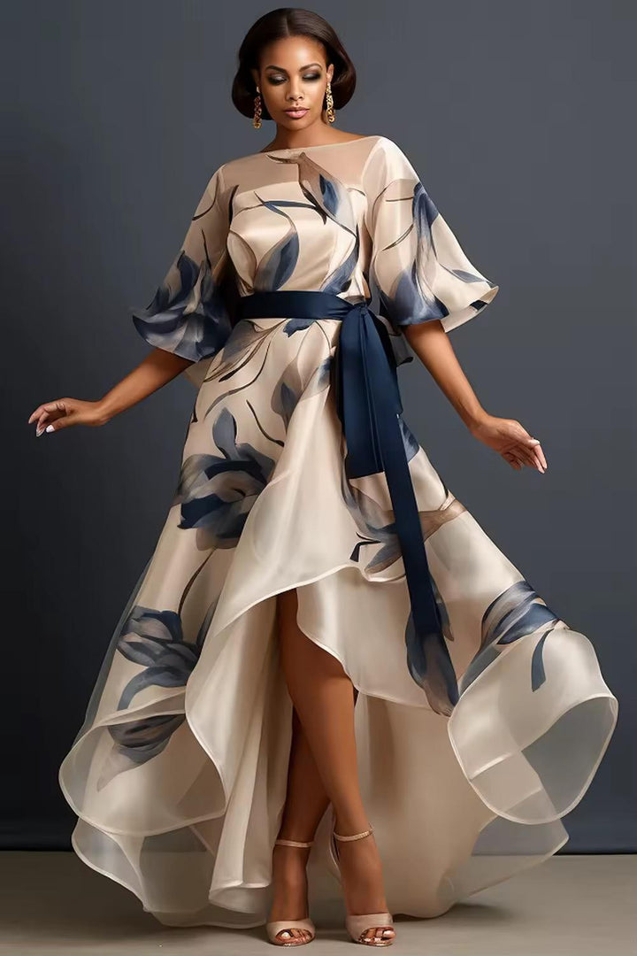 Lunara - Vestido Largo De Gasa Con Estampado Floral Y Corte Fluido