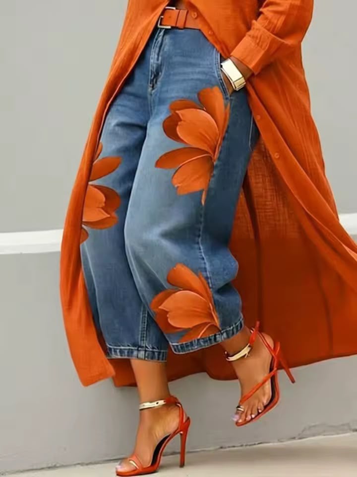 Makellah - Vaqueros Informales Con Estampado Floral
