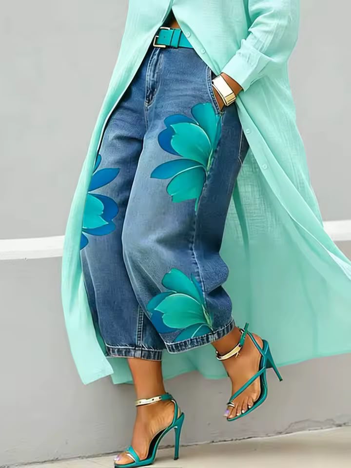 Makellah - Vaqueros Informales Con Estampado Floral