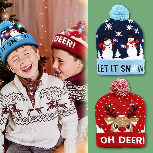 MerryGlow - Gorro Navideño de Punto con Luces