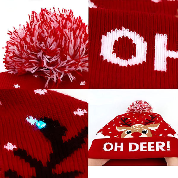 MerryGlow - Gorro Navideño de Punto con Luces