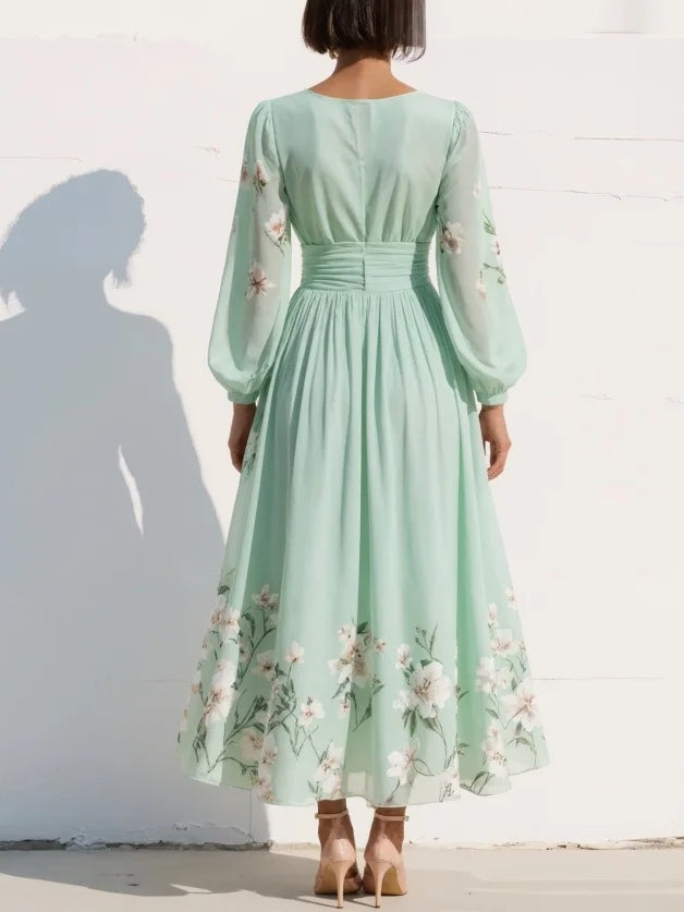 Evalyn - Vestido Largo Plisado de Gasa