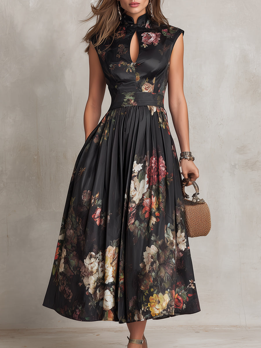 Littia - Vestido De Satén Con Estampado Floral Plisado