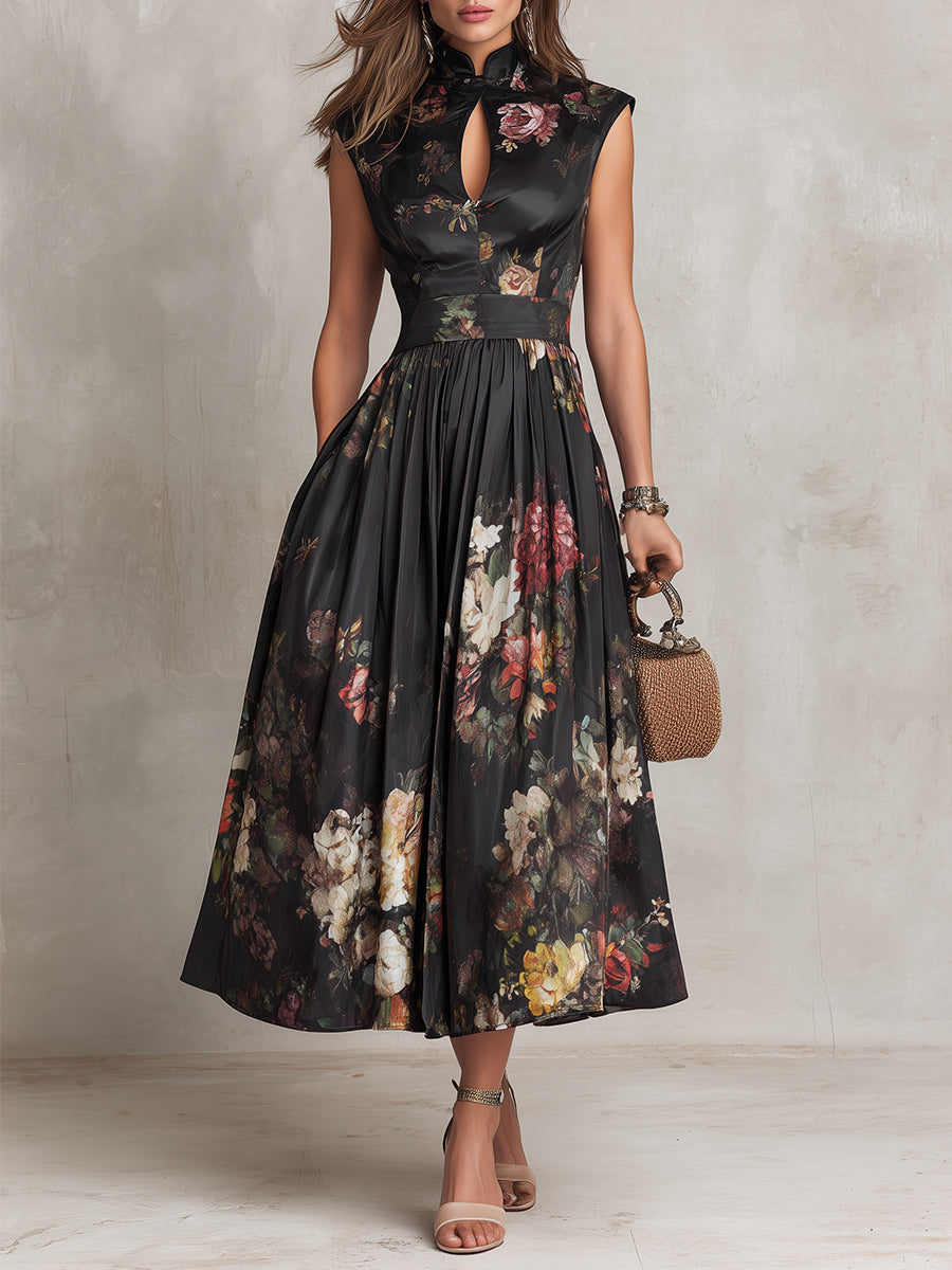 Littia - Vestido De Satén Con Estampado Floral Plisado