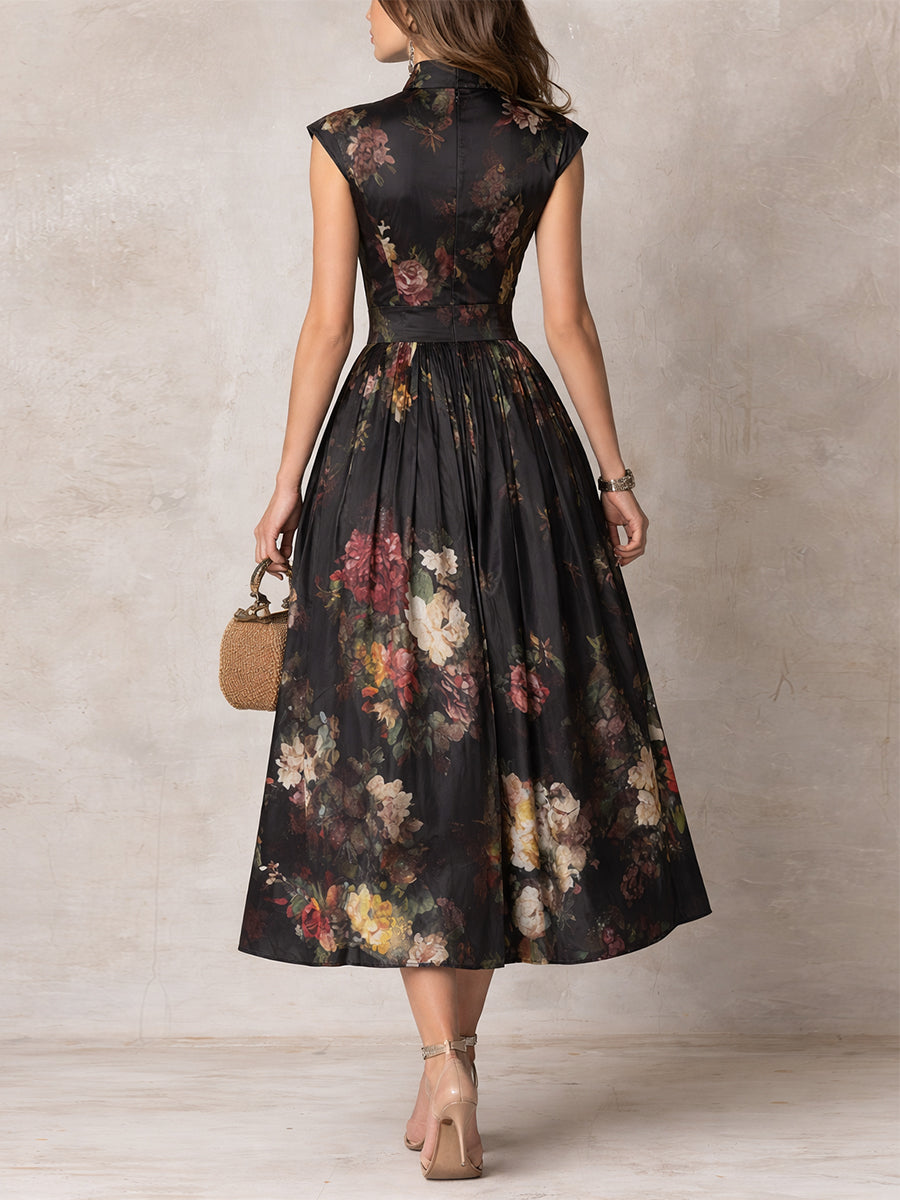 Littia - Vestido De Satén Con Estampado Floral Plisado