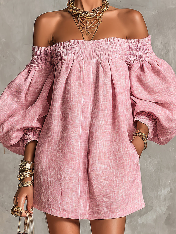 Rewina - Vestido Mini Con Hombros Al Aire Y Mangas Acampanadas