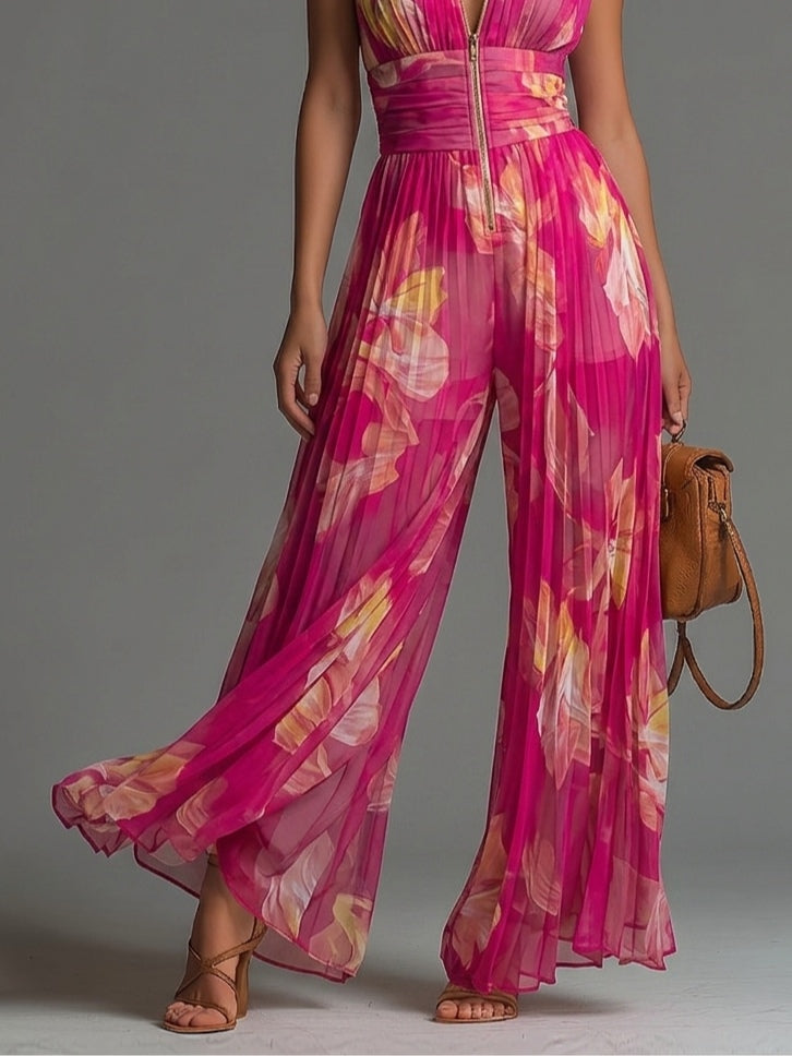 Sandria - Mono Con Cremallera y Estampado Floral