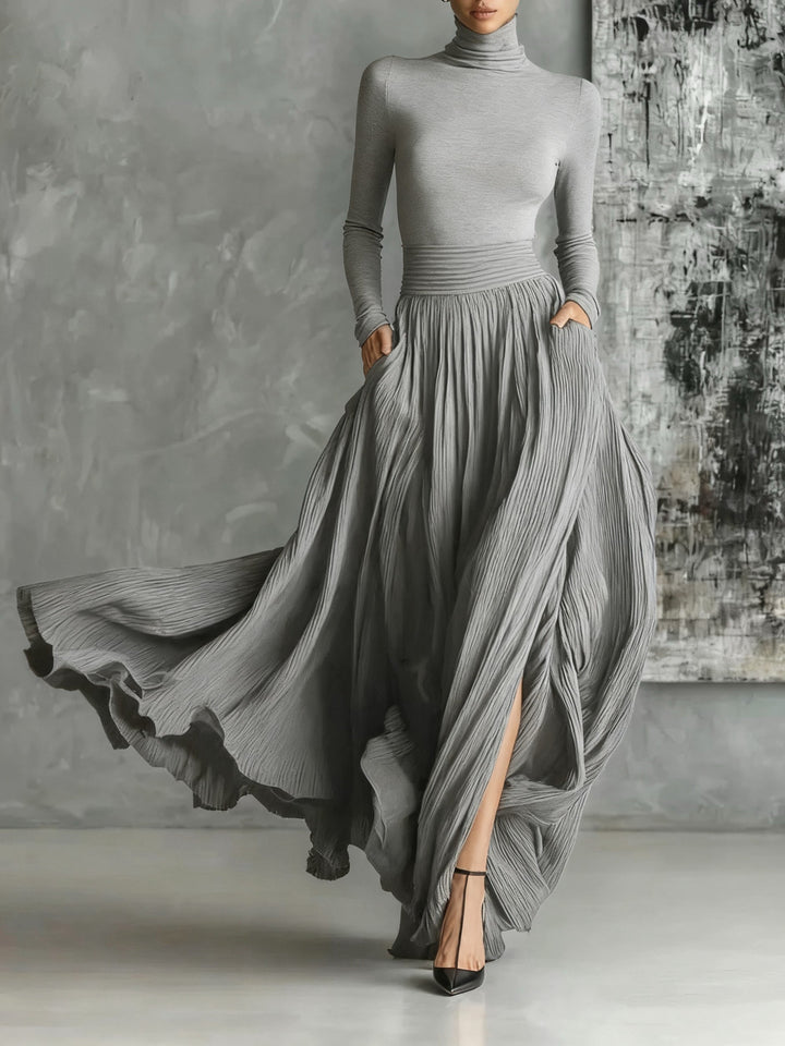 Keziah - Elegante Vestido Largo Plisado