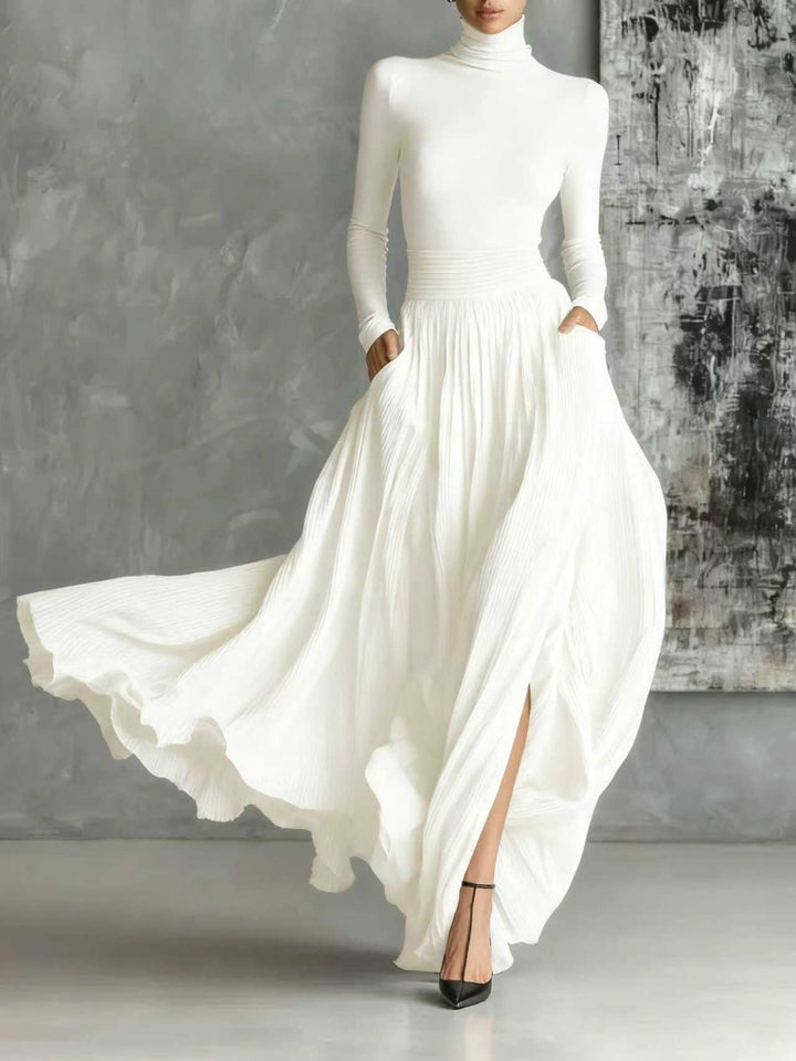 Keziah - Elegante Vestido Largo Plisado